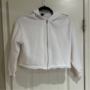 Girls White Zip-Up Hoodie